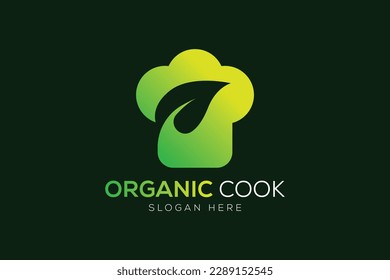 Chef hat and leaf logo or vegetarian cooking logo design