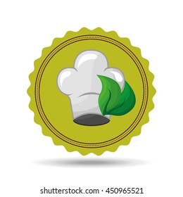 chef hat with a leaf, vector illustration