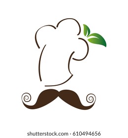 chef hat with leafs healthy food icon