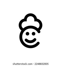 chef hat letter c cute emoticon restaurant logo design	