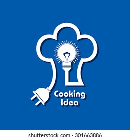 Chef hat with light-bulb and plug stock vector