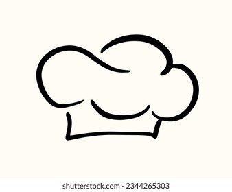 Chef Hat Line Art Drawing Icon Logo Design Element. Vector illustration isolated on white