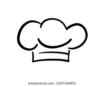 Elemento de diseño del logotipo del icono de dibujo de la línea del sombrero de chef. Ilustración del vector aislada en blanco