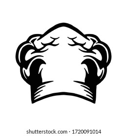 Chef hat line art illustration isolated in white background.
