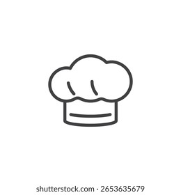 Chef hat line icon in cartoon style. Simple outline vector icon. Cooking symbol and kitchen logo. Ideal for chefs, restaurants, and food branding.