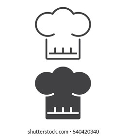 Chef hat line icon, outline and filled vector sign, linear and full pictogram isolated on white. Symbol, logo illustration