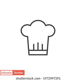 Chef hat line icon. Simple outline style. Toque, chef, cook, table, restaurant concept. Vector illustration isolated on white background. Editable stroke EPS 10