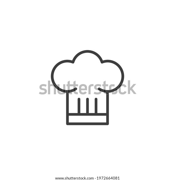 Chef hat line icon. Simple outline\
style. Toque, chef, cook, table, restaurant concept. Vector\
illustration isolated on white background. EPS\
10