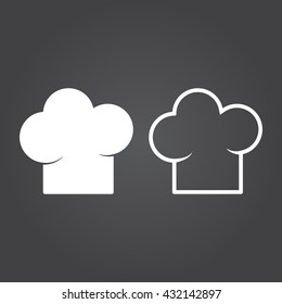 Chef Hat Line Icon, Toque Blanche Outline And Solid Vector Sign, Linear And Full Pictogram Isolated On Black, Logo Illustration