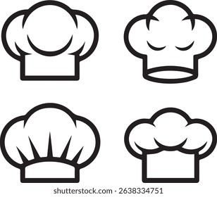 Chef Hat Line Icons Set Culinary Symbol Restaurant and Cooking Concept