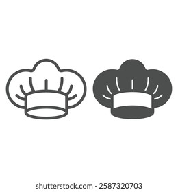 Chef hat line and solid icon, horeca worker headwear concept. Vector graphics. Cooker man hat sign on white background, outline style icon for mobile or web design