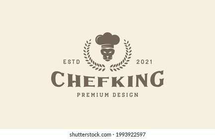 chef hat with lion logo vector icon illustration design