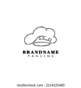 chef hat logo cartoon design icon template black modern cute vector illustration