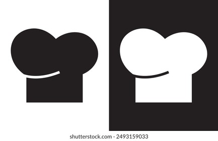 chef hat logo, collection chef icons silhouette. black and white vector  illustration.  isolated on white and black background. EPS 10