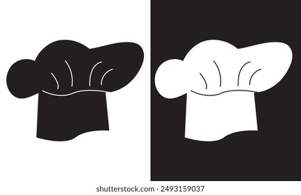 logo del sombrero del chef, silueta de iconos de chef de colección. Ilustración vectorial en blanco y negro. aislado sobre fondo blanco y negro. EPS 10