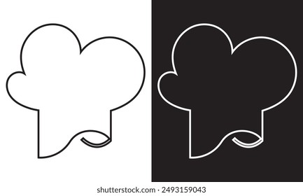 chef hat logo, collection chef icons silhouette. black and white vector  illustration.  isolated on white and black background. EPS 10