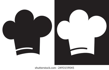 chef hat logo, collection chef icons silhouette. black and white vector  illustration.  isolated on white and black background. EPS 10