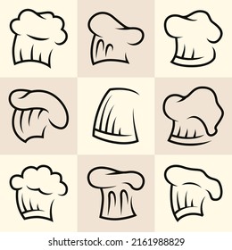 Chef hat logo collection with line art 