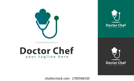 Chef hat logo design combined with a stethoscope. vector