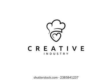 Chef hat logo design with love icon