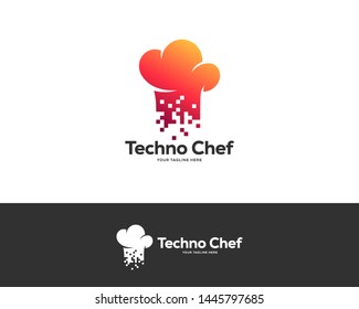 chef hat logo design vector, cooking technology logo design