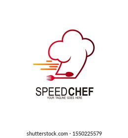 Chef hat logo design vector,  Food Logo, Linear Vector Illustration