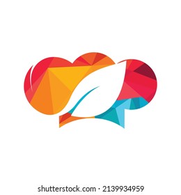 Chef hat logo with green leaf vector logo design. Organic food logo concept.	