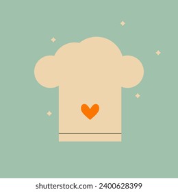 Chef hat logo and icon vector design. Food, cafe, catering, fastfood and restaurant logo design. Cook and bakery logo. Made with love concept. Flat vector illustration. Trendy abstract style.