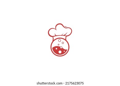 chef hat logo illustration vector combination with chemical elements icon