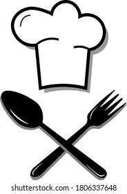 Chef hat logo. Monochrome vector illustration isolated on white background. For icons, logos, menus.