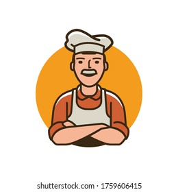 Chef in hat logo. Restaurant, cafe vector illustration