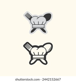 chef hat logo and resto icon vector design template illustration