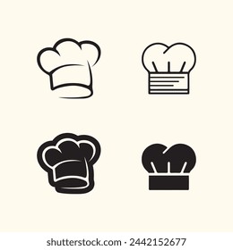 chef hat logo and resto icon vector design template illustration