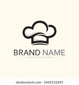 chef hat logo and resto icon vector design template illustration