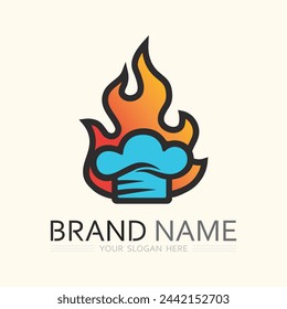 logotipo de sombrero de chef y plantilla de diseño vectorial de icono de resto ilustración