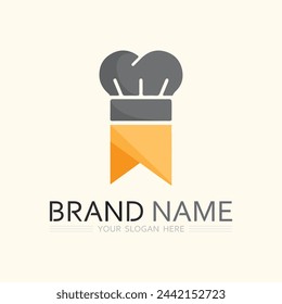 chef hat logo and resto icon vector design template illustration