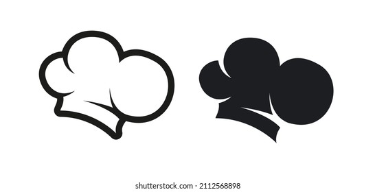 Chef hat logo with silhouette. Vector illustartion