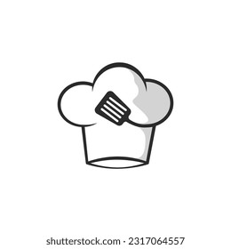 Chef hat logo with spatula illustration vector design
