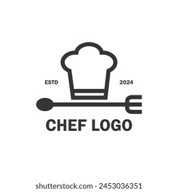 Logotipo Del Sombrero Del Chef Con La Cuchara Y El Tenedor, Conveniente Para El Negocio Del Restaurante Y De La Comida