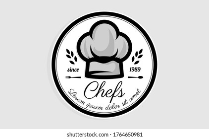 Chef Hat Logo Template. Restaurant logo Design Inspiration. Bakery Logo Vector