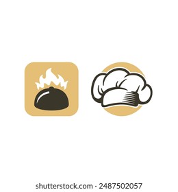 Chef hat logo template vector icon illustration design. Cooking logo.