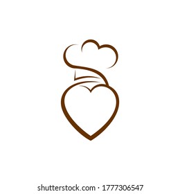 Chef Hat with Love Logo Design Template Vector, Icon Symbol, Creative Design Concepts