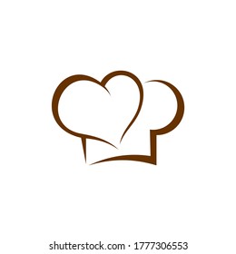 Chef Hat With Love Logo Design Template Vector, Icon Symbol, Creative Design Concepts