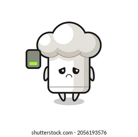 chef hat mascot character doing a tired gesture , cute style design for t shirt, sticker, logo element