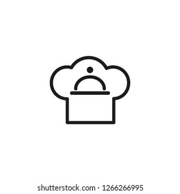 Chef hat with a meal line icon. Restaurant, chef special, professional kitchen. Cooking concept. Vector illustration can be used for topics like food, catering, service