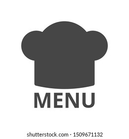 Chef hat menu icon flat. Grey on white background.