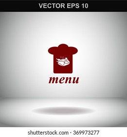 Chef hat. Menu. Vector icon