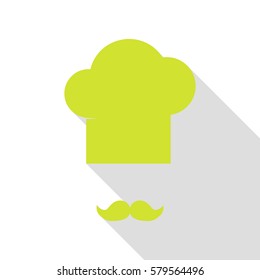 Chef hat and moustache sign. Pear icon with flat style shadow path.