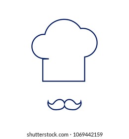 Chef hat and moustache sign. Vector. Flat style black icon on white.