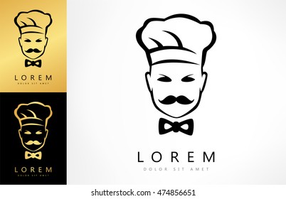 chef in a hat with a moustache vector